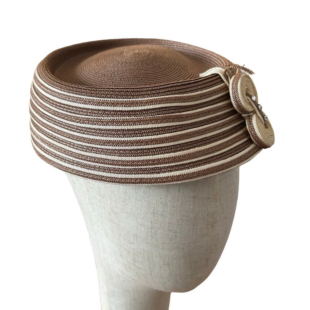 Vintage Roberta Bernays Woven Cocktail Hat 1950s–60s